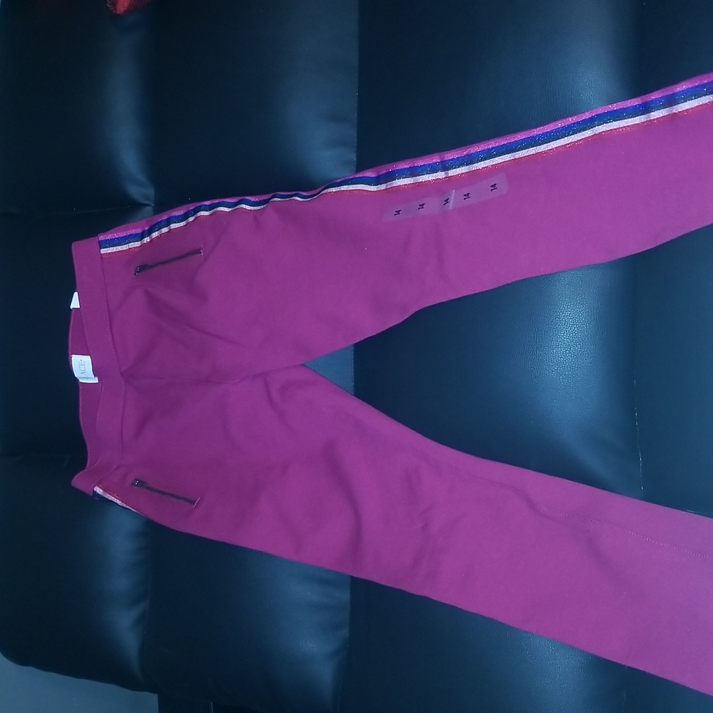 Purple Striped Girls Pants 14